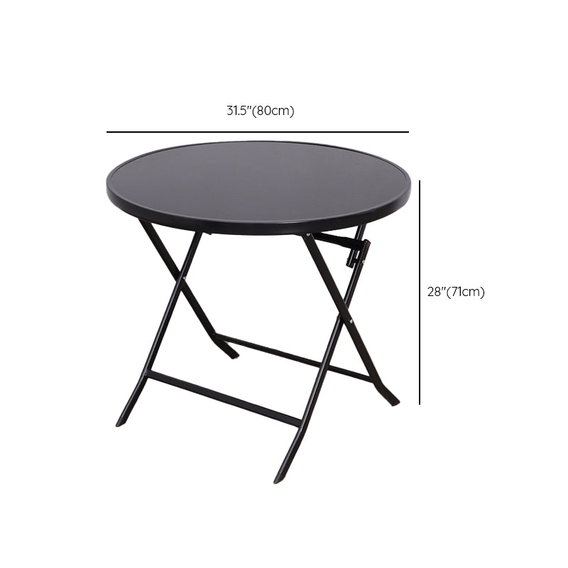 Glass Patio Table Industrial Scratch Resistant Dining Table with Black Base