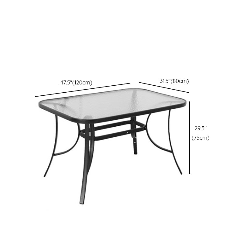 Glass Patio Table Industrial Scratch Resistant Dining Table with Black Base