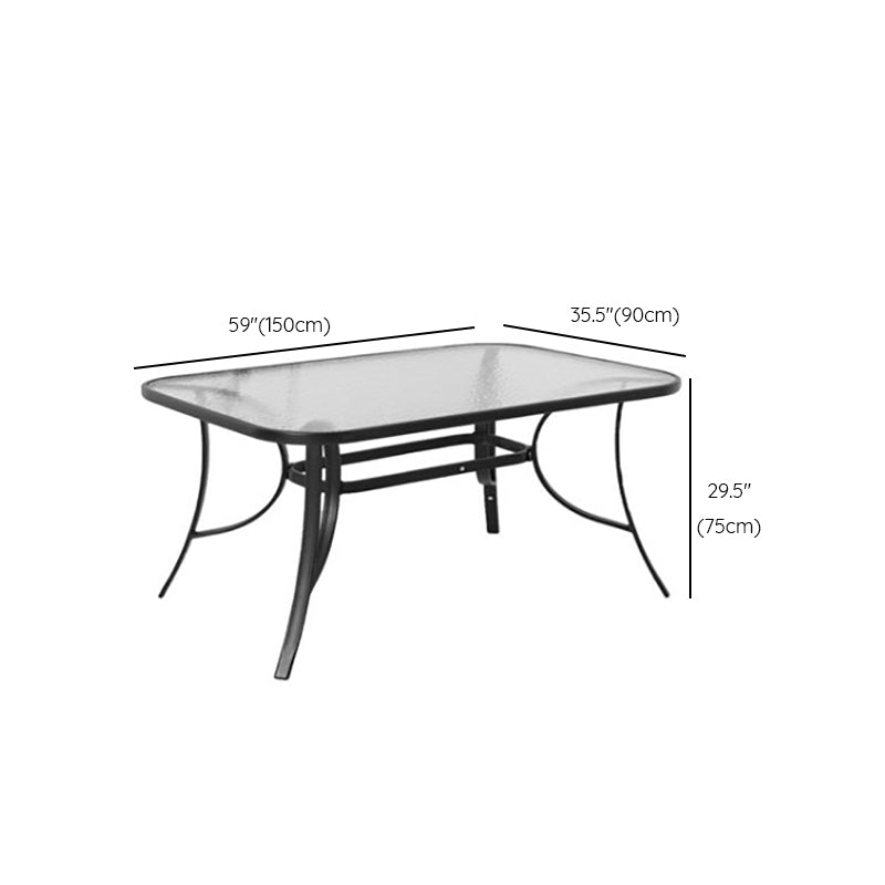 Glass Patio Table Industrial Scratch Resistant Dining Table with Black Base