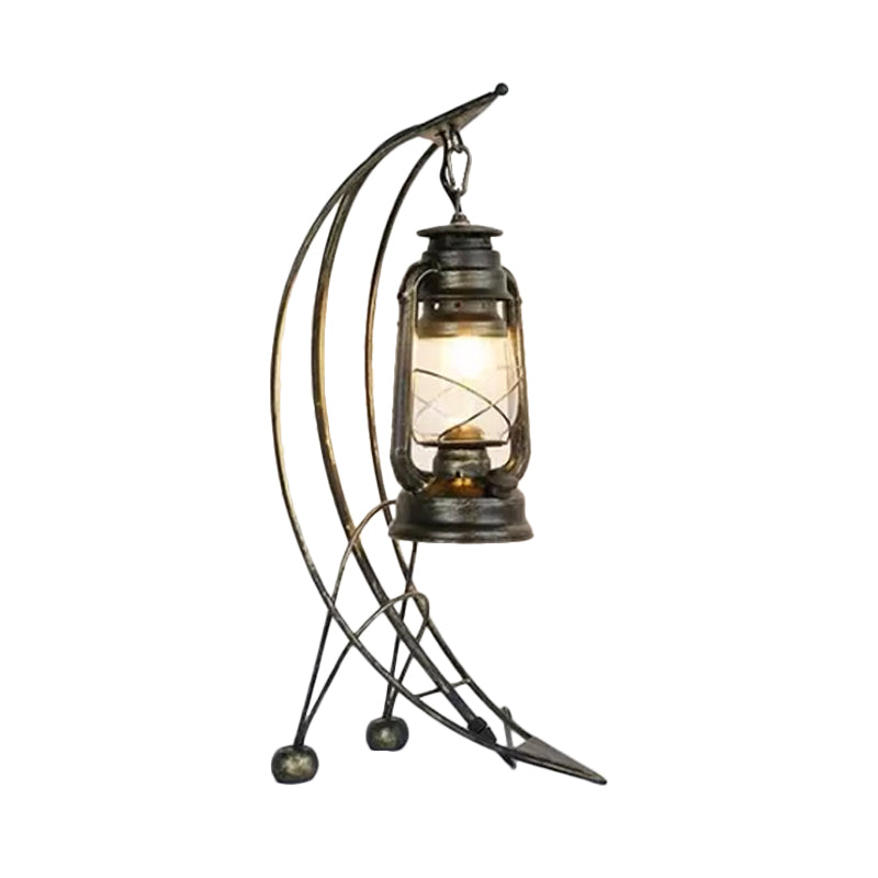 1 Éclairage léger du bureau industriel Kérosène Lampe de table en verre transparent en laiton avec base d'arc
