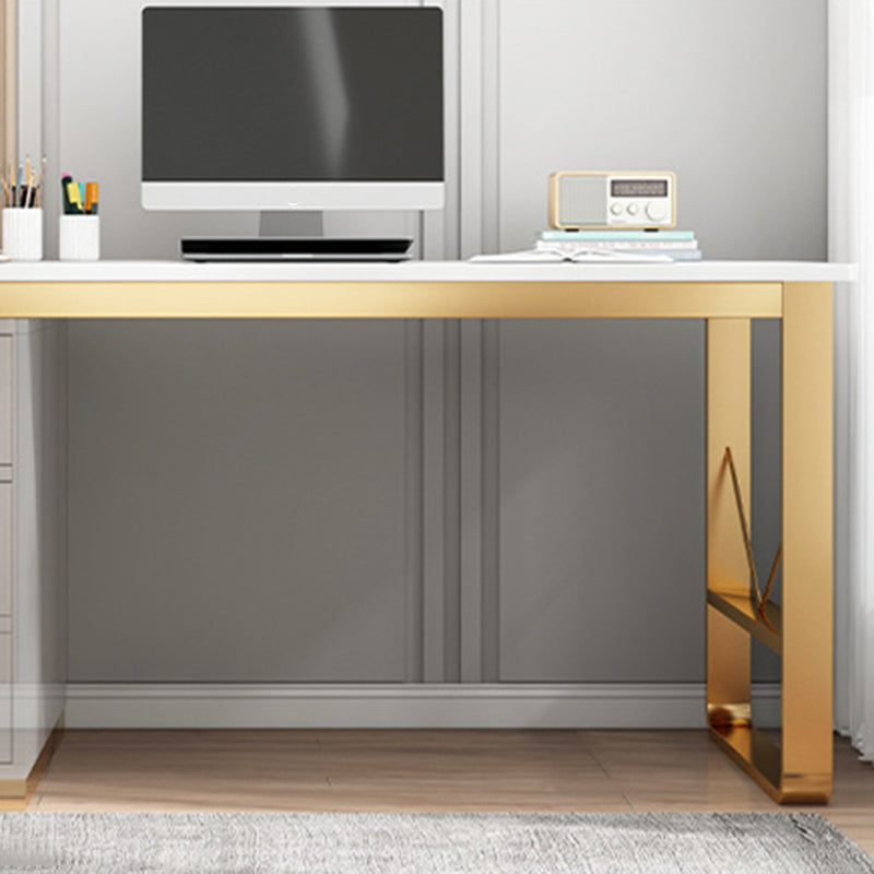 Contemporary 3 Drawers Office Desk Antique Finish Computer Desk