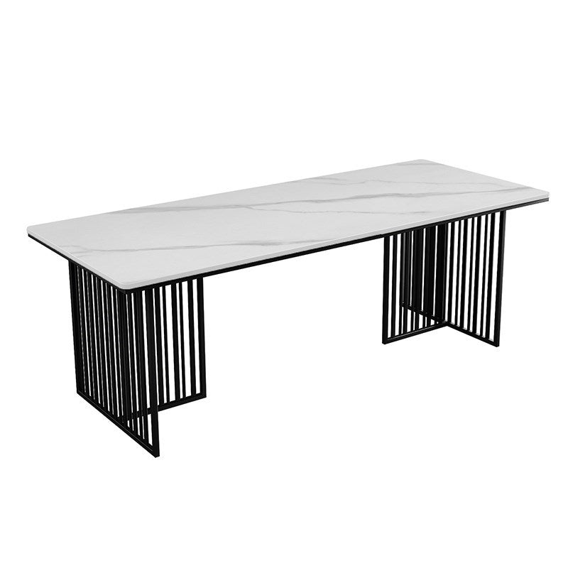 Contemporary Stone Office Desk Rectangular Shape Task Desk with 2 Legs