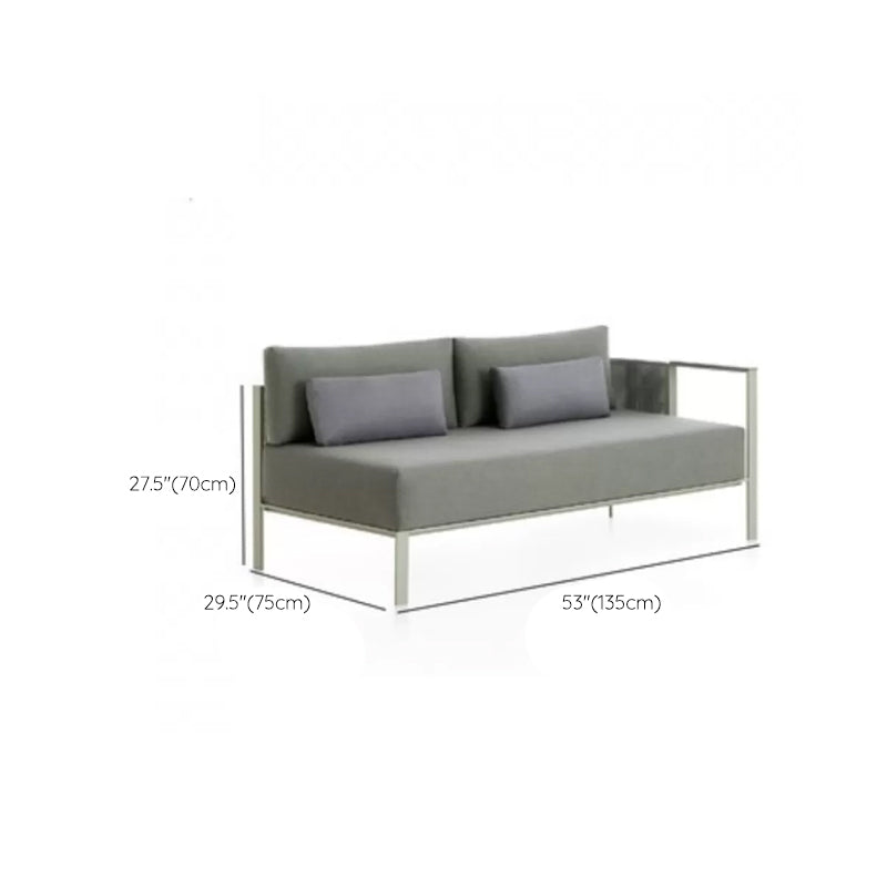 Tropical Outdoor Loveseat Gray Fabric Cushion UV Resistant Water Resistant