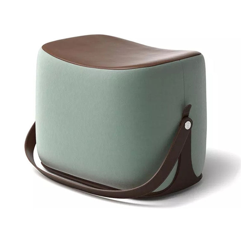 Contemporary Rectangle Shape Ottoman Faux Leather Upholstered Pouf