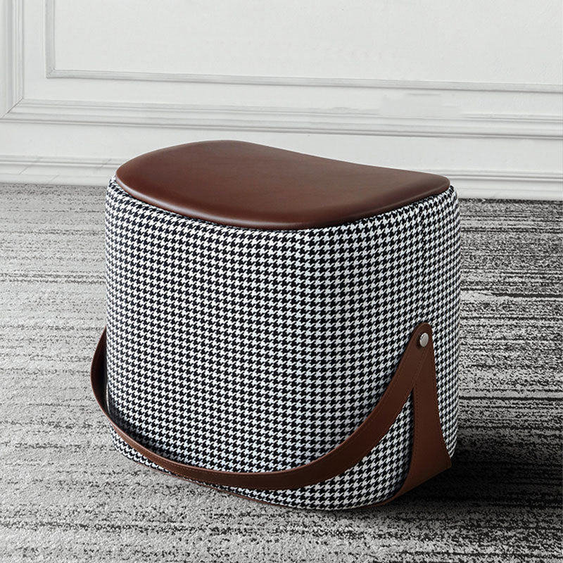 Contemporary Rectangle Shape Ottoman Faux Leather Upholstered Pouf