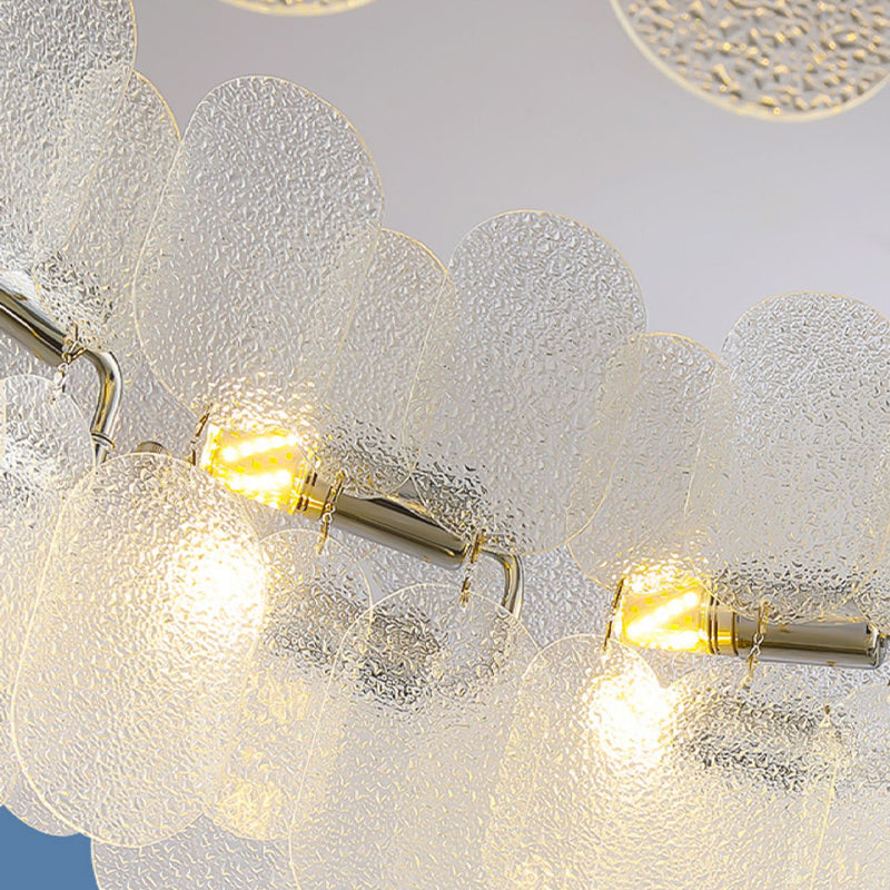 Metal Modern Flush Mount Circle Shape Ceiling Light with Glass Shade for Living Room