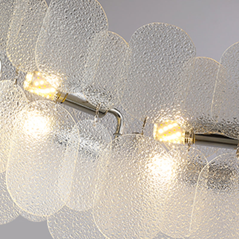 Metal Modern Flush Mount Circle Shape Ceiling Light with Glass Shade for Living Room