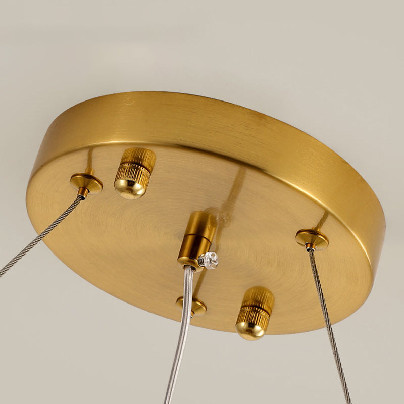 Metal Modern Pendant Light Oval Shape Island Light with Glass Shade for Living Room