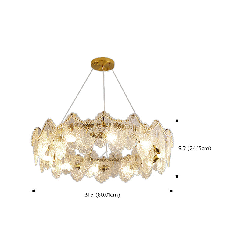 Metal Modern Pendant Light Oval Shape Island Light with Glass Shade for Living Room