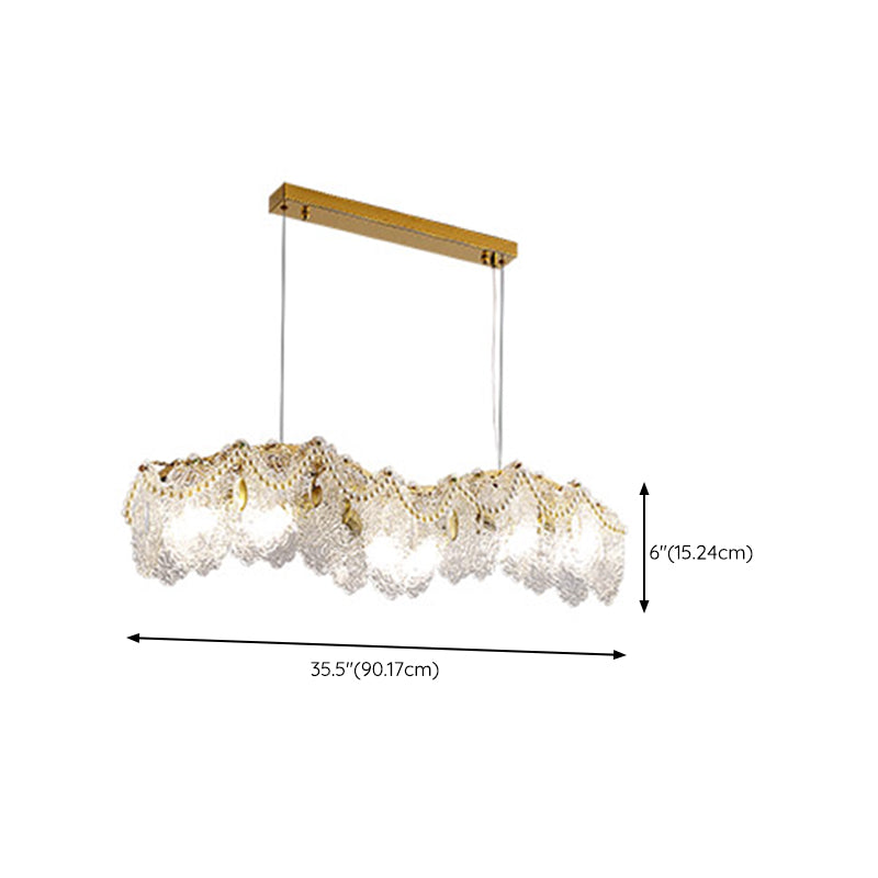 Metal Modern Pendant Light Oval Shape Island Light with Glass Shade for Living Room