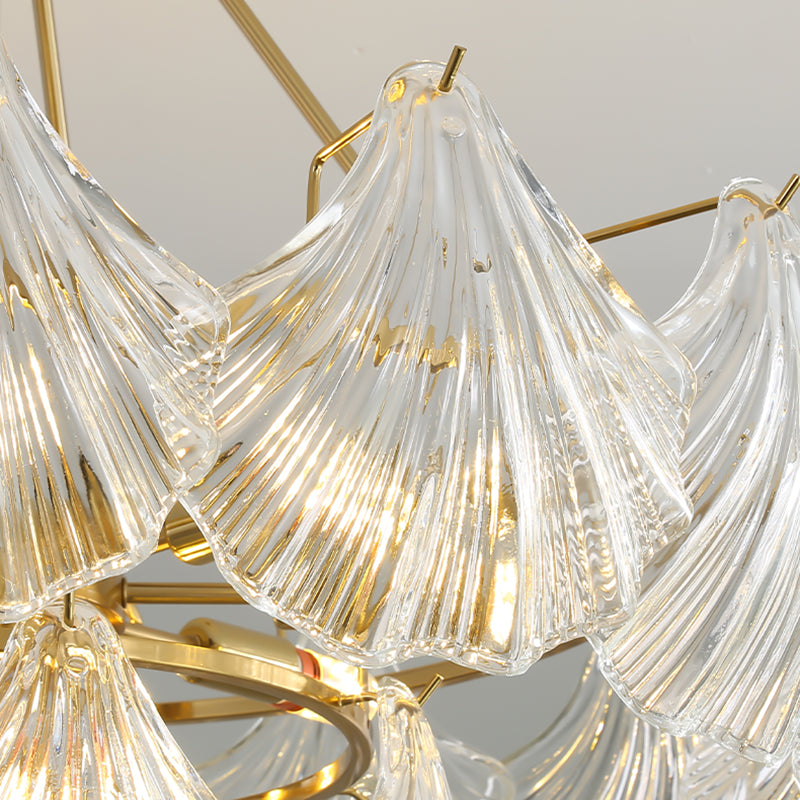 Modern Metal Pendant Light Shell Shape Island Light with Glass Shade for Living Room