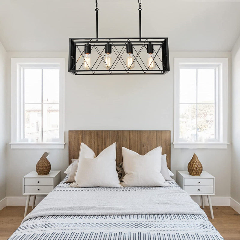 Industrial Pendant Light Rectangle Shape Island Light with Metal Shade for Dining Room