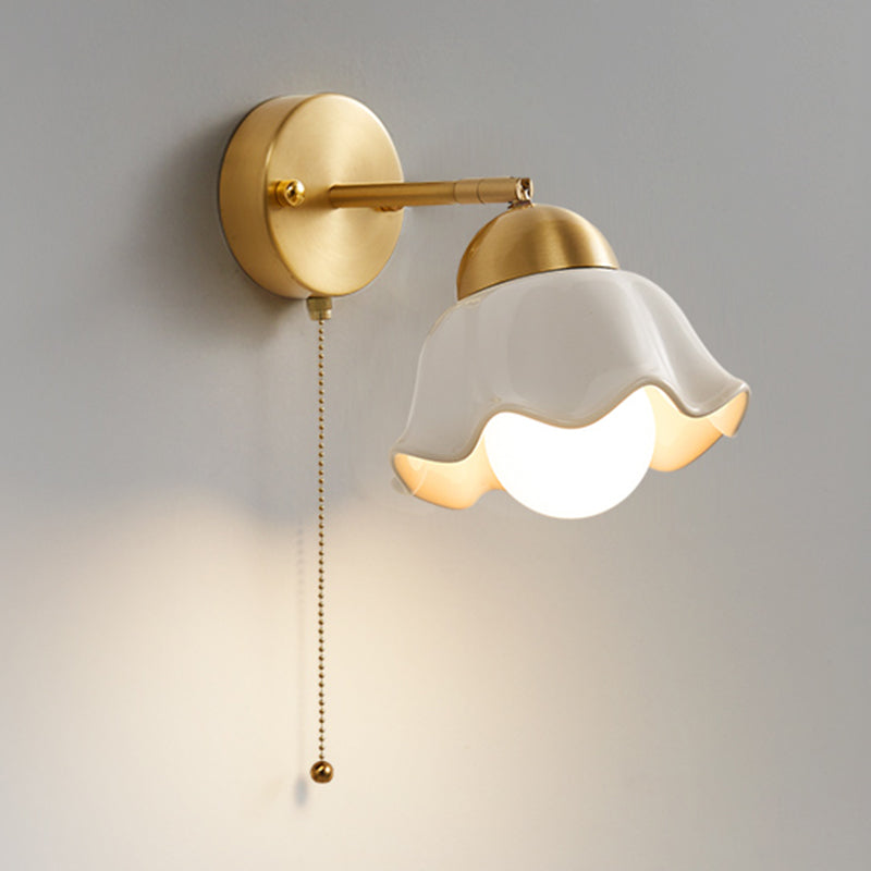 Contemporary Metal Wall Sconce Lighting Ceramics Shade Wall Lamp for Bedroom