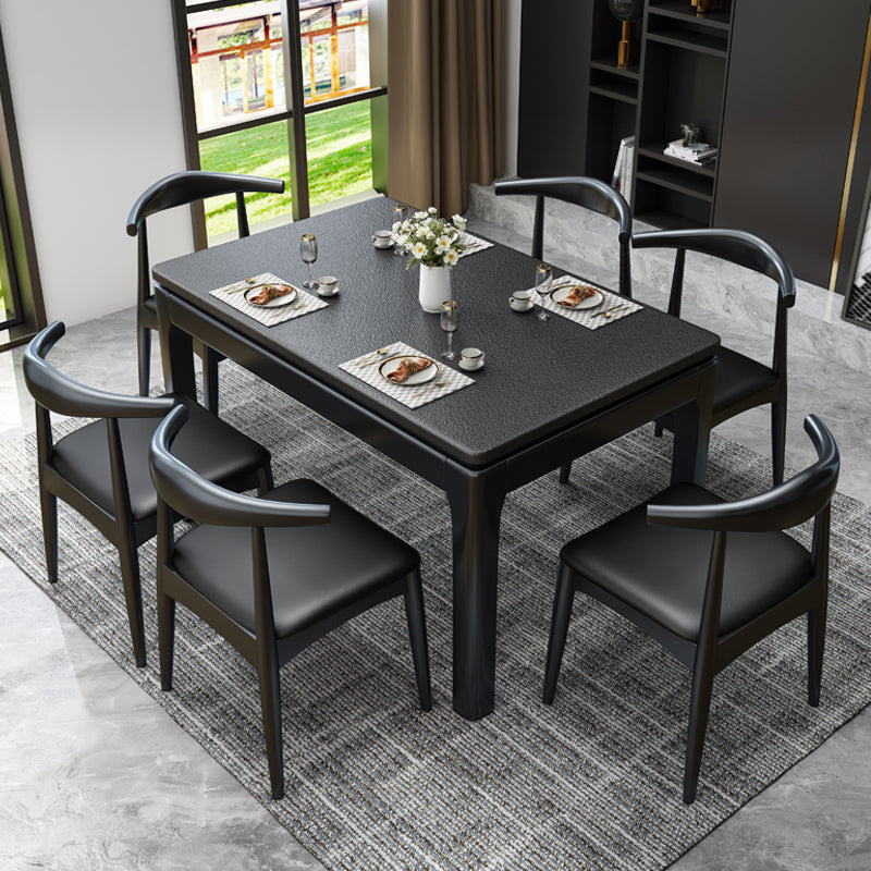 Contemporary Dining Room Dinner Table Solid Wood 4 Legs Dining Table
