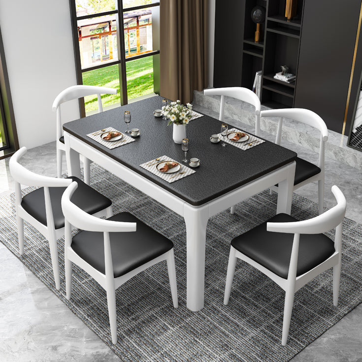 Contemporary Dining Room Dinner Table Solid Wood 4 Legs Dining Table