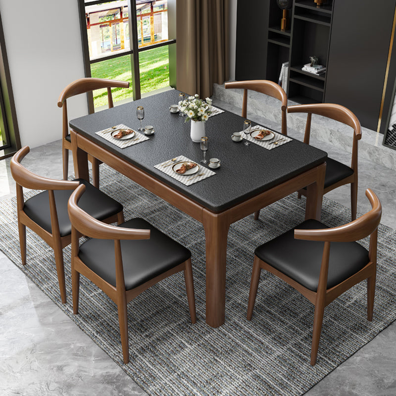 Contemporary Dining Room Dinner Table Solid Wood 4 Legs Dining Table