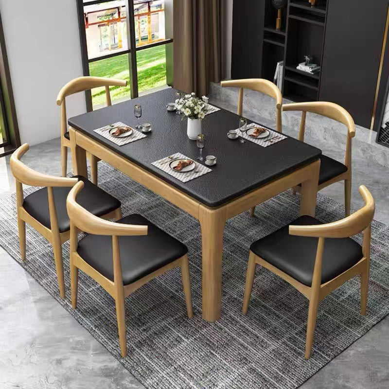 Contemporary Dining Room Dinner Table Solid Wood 4 Legs Dining Table