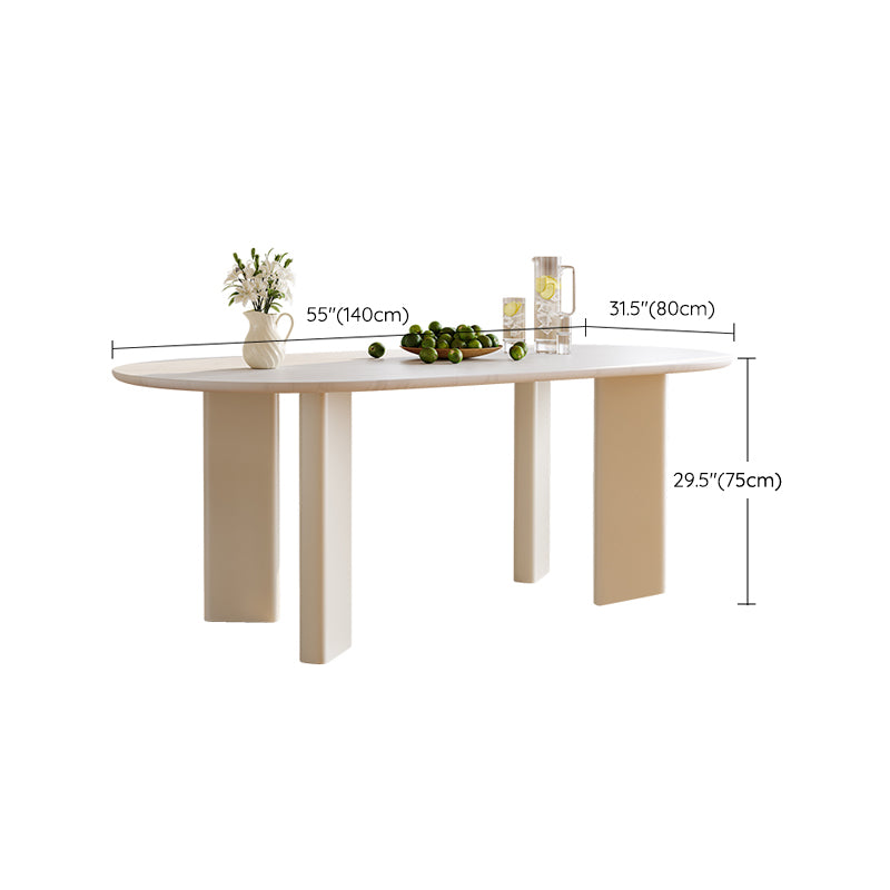 White Oval Dinette Table for Dining Room Stone Top Dining Table