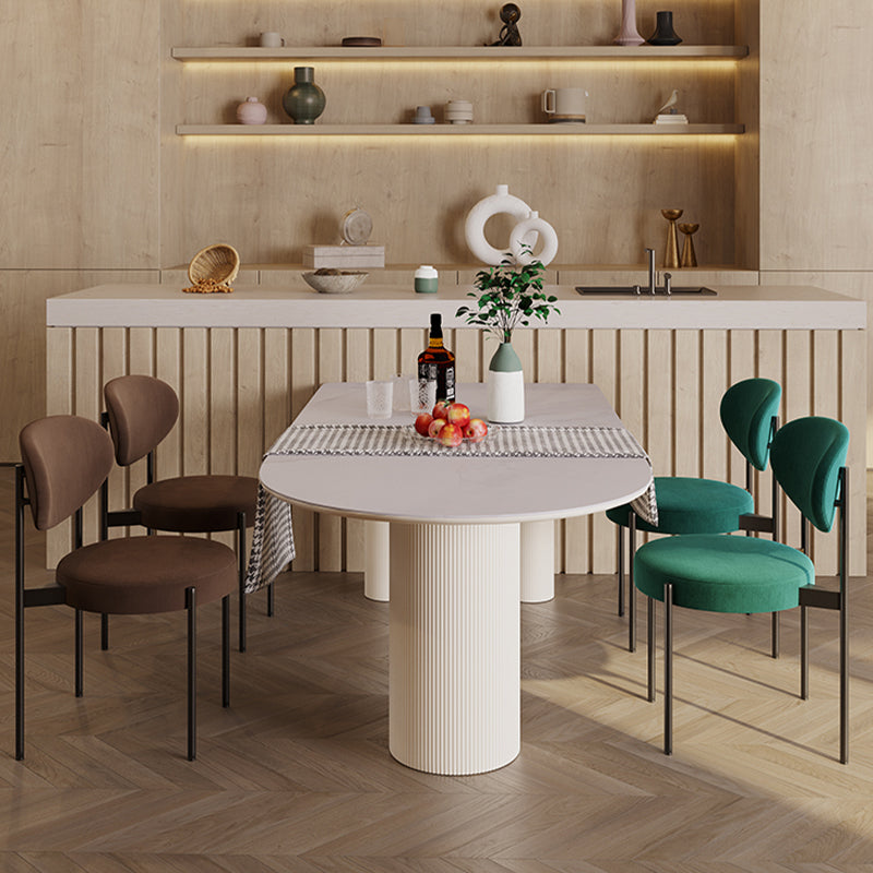 Free Form Modern Dining Table for Home White Dinette Table with Matte Finish Legs
