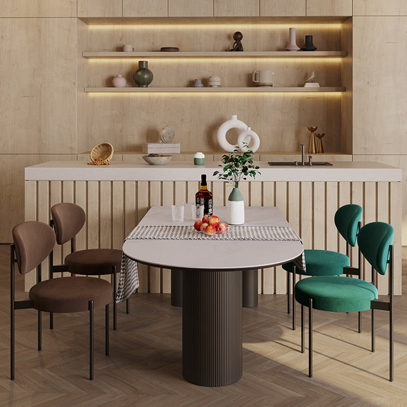 Free Form Modern Dining Table for Home White Dinette Table with Matte Finish Legs