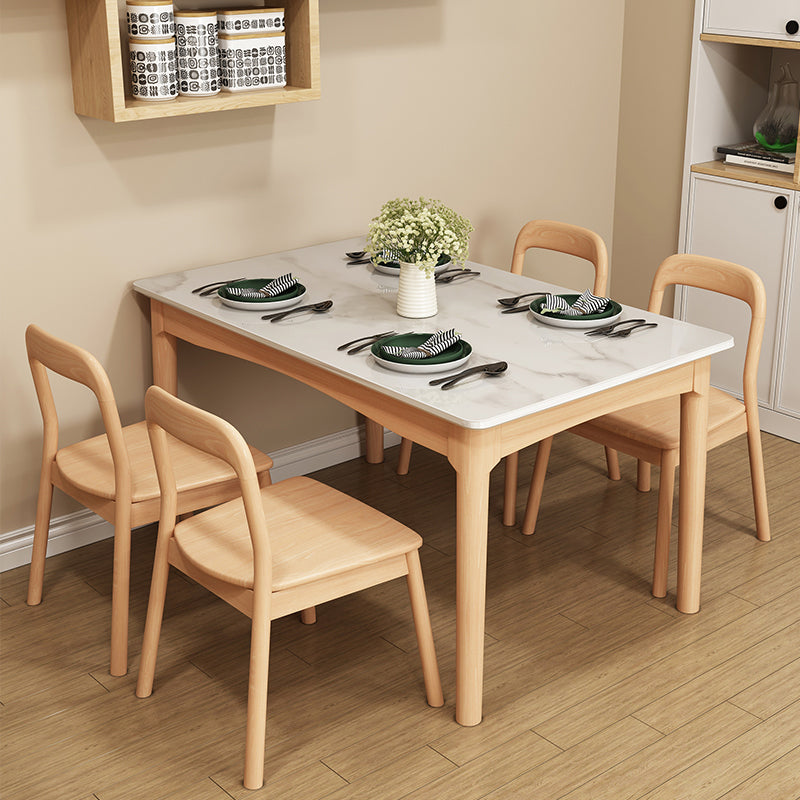 White Top Dinette Table with Wooden Legs Modern Dining Table for Home