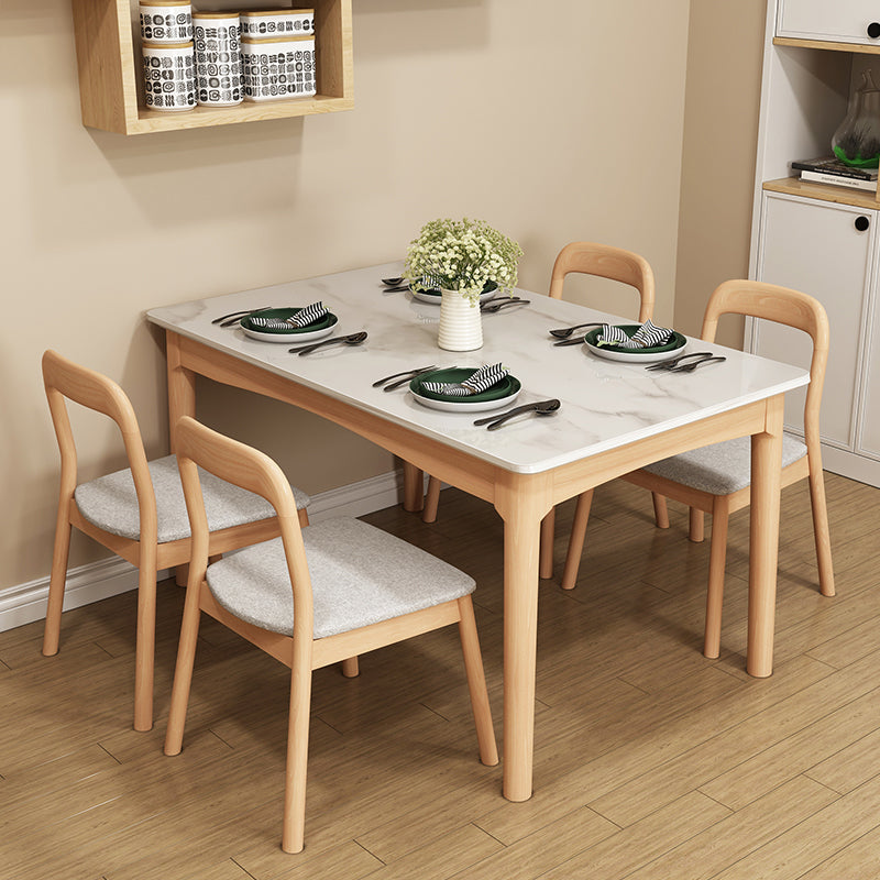 White Top Dinette Table with Wooden Legs Modern Dining Table for Home
