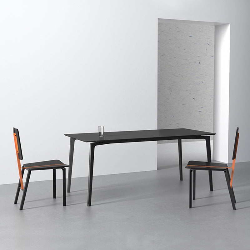 Metal Modern Dinette Table with 4 Legs Black Stone Top Dining Table