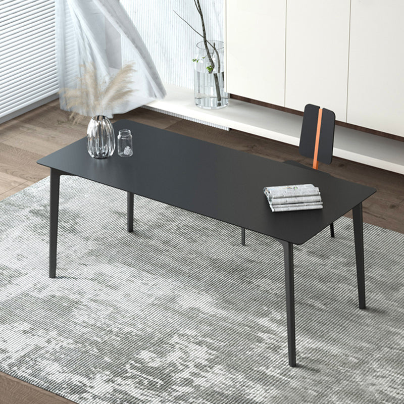 Metal Modern Dinette Table with 4 Legs Black Stone Top Dining Table