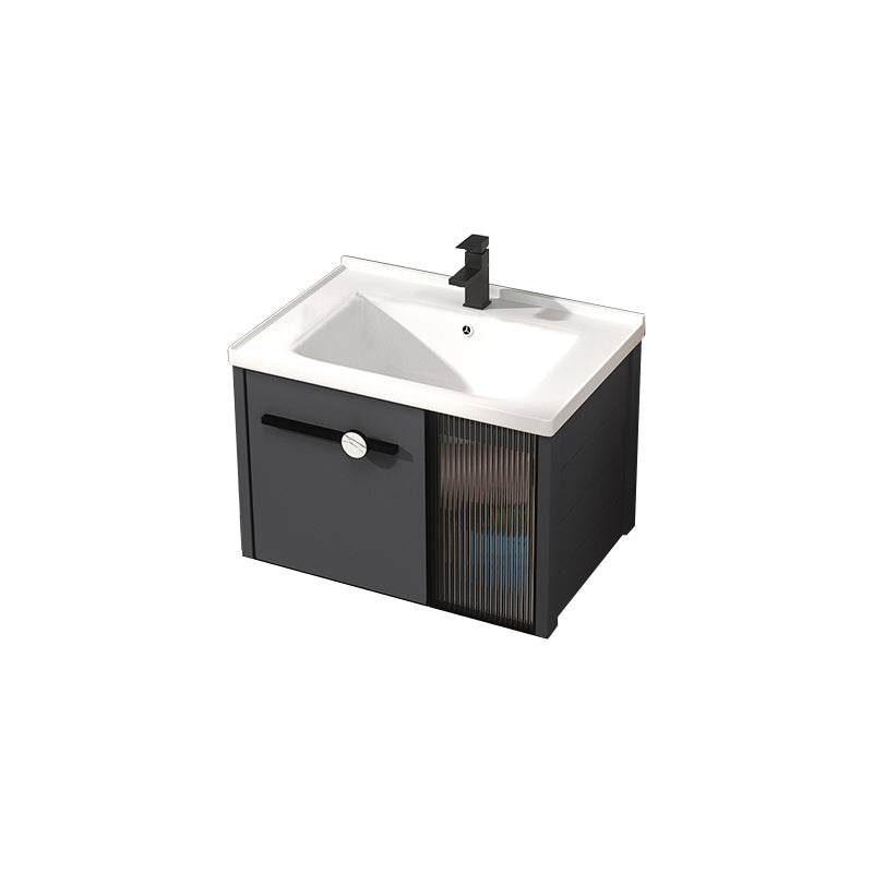 Rectangular Single Bathroom Vanity Modern Dark Gray Metal Base Vanity Set