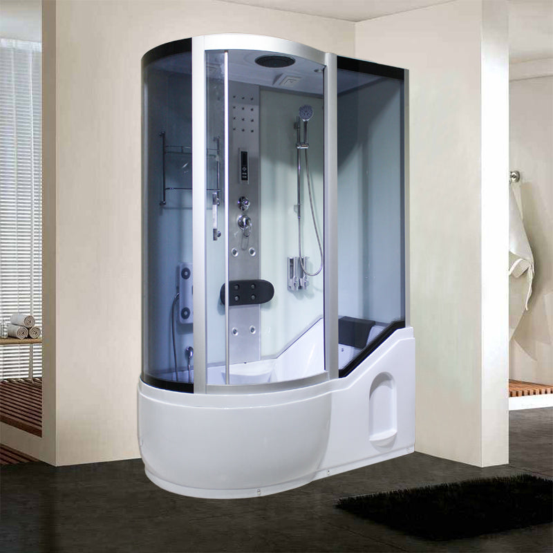 Single Sliding Tinted Tub & Shower Kit Framed Round Shower Kit