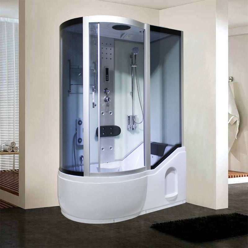 Single Sliding Tinted Tub & Shower Kit Framed Round Shower Kit