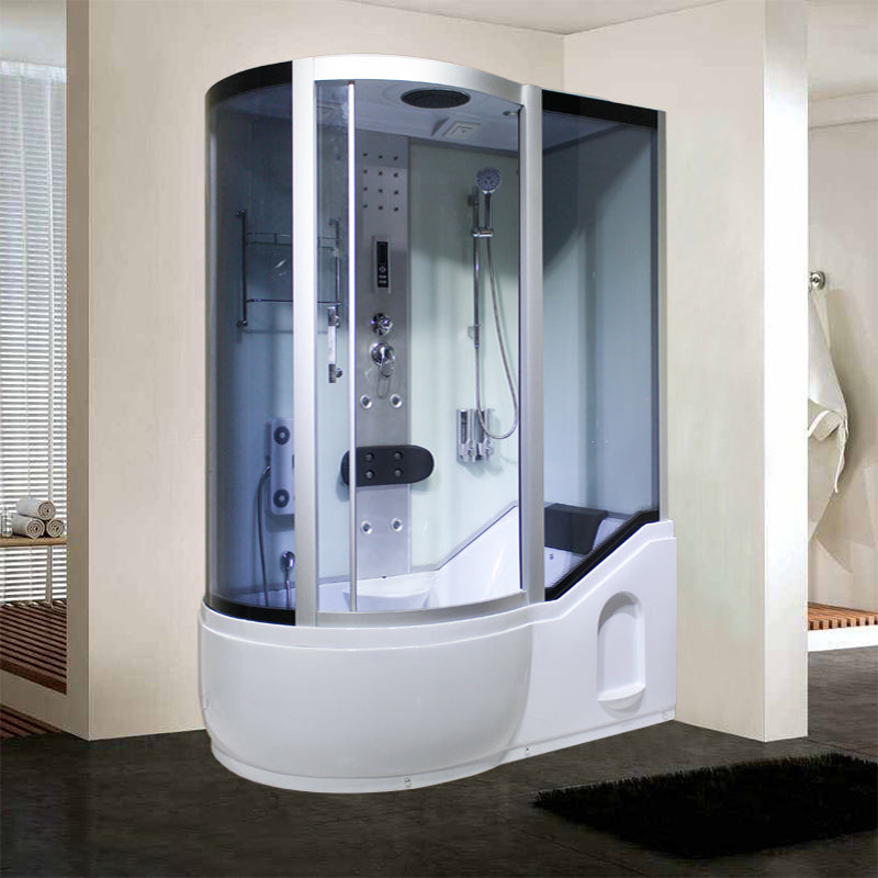 Single Sliding Tinted Tub & Shower Kit Framed Round Shower Kit