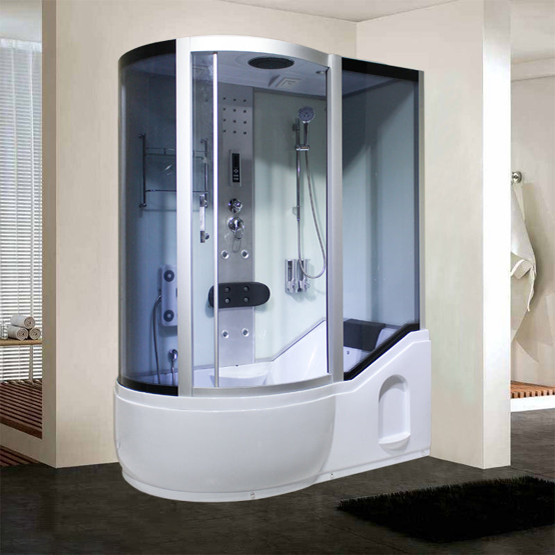 Single Sliding Tinted Tub & Shower Kit Framed Round Shower Kit