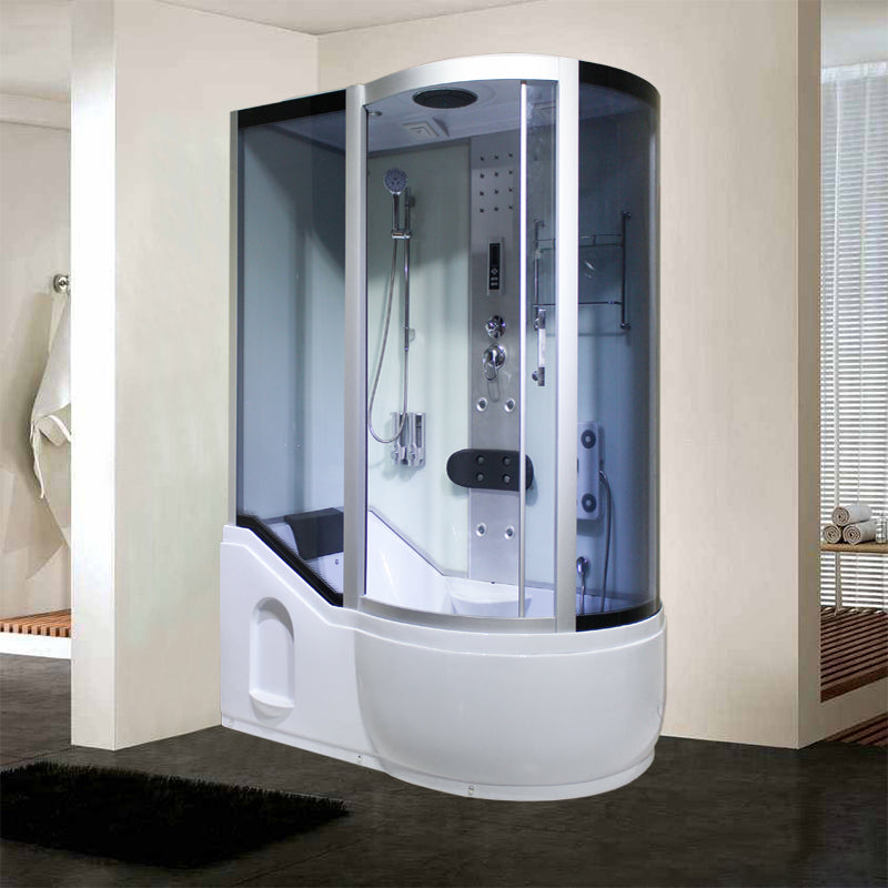 Single Sliding Tinted Tub & Shower Kit Framed Round Shower Kit