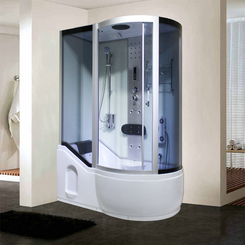 Single Sliding Tinted Tub & Shower Kit Framed Round Shower Kit