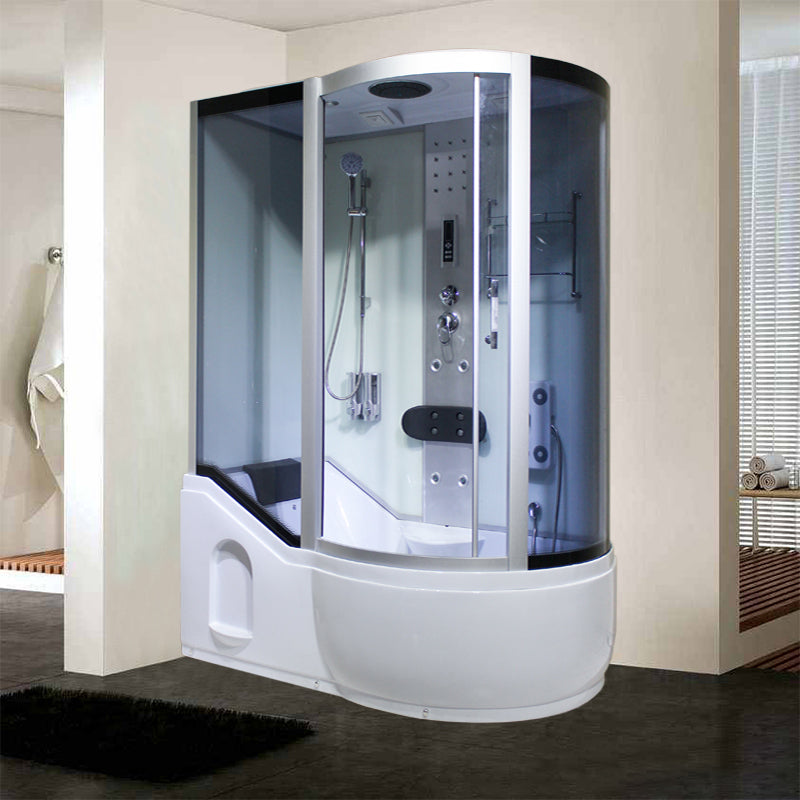 Single Sliding Tinted Tub & Shower Kit Framed Round Shower Kit