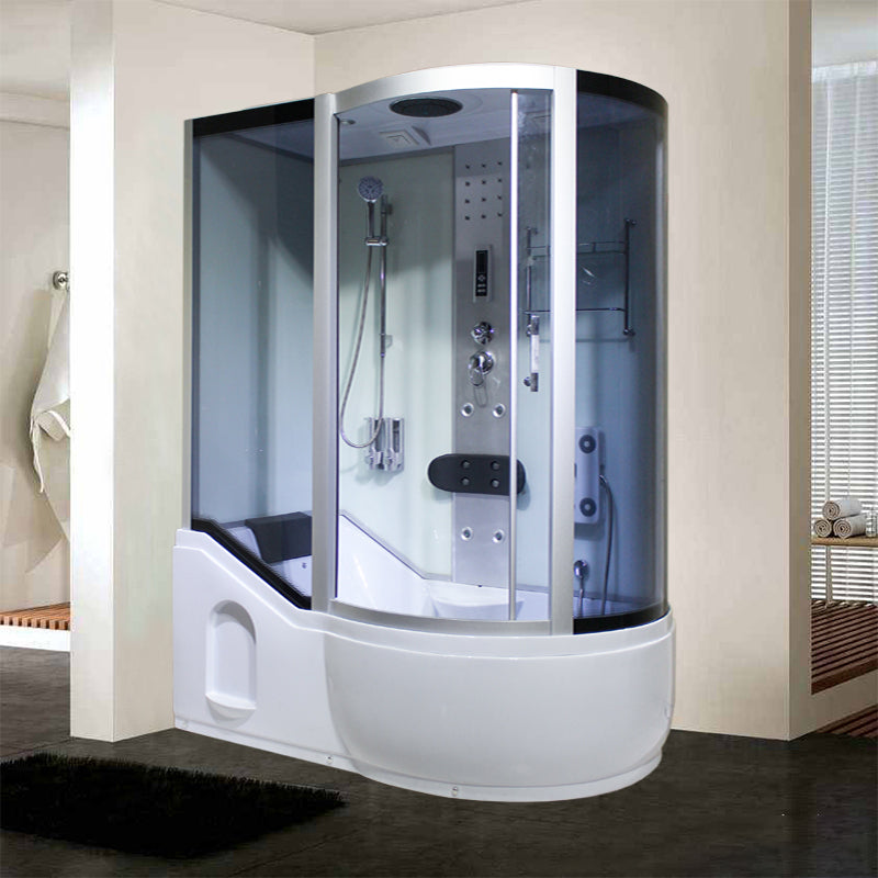 Single Sliding Tinted Tub & Shower Kit Framed Round Shower Kit