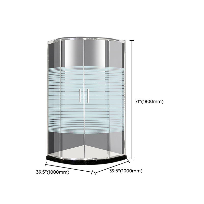 Silver Rounded Shower Stall Clear Tempered Glass Shower Stall with Door Handles