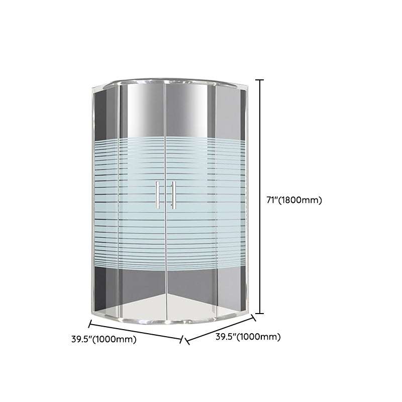 Silver Rounded Shower Stall Clear Tempered Glass Shower Stall with Door Handles