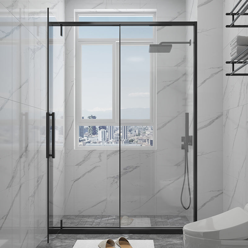 Narrow Bezel Transparent Shower Door Tempered Glass Shower Bath Door