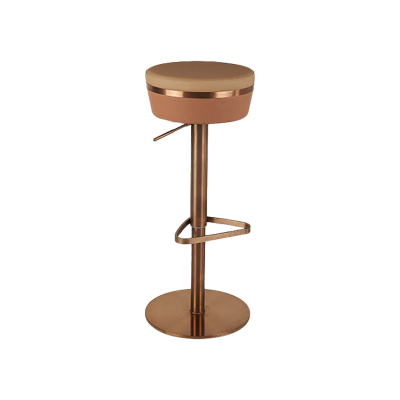 Modern Style Counter Stool Pu Leather Adjustable Height Bar Stool with Footrest