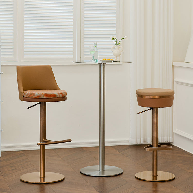 Modern Style Counter Stool Pu Leather Adjustable Height Bar Stool with Footrest