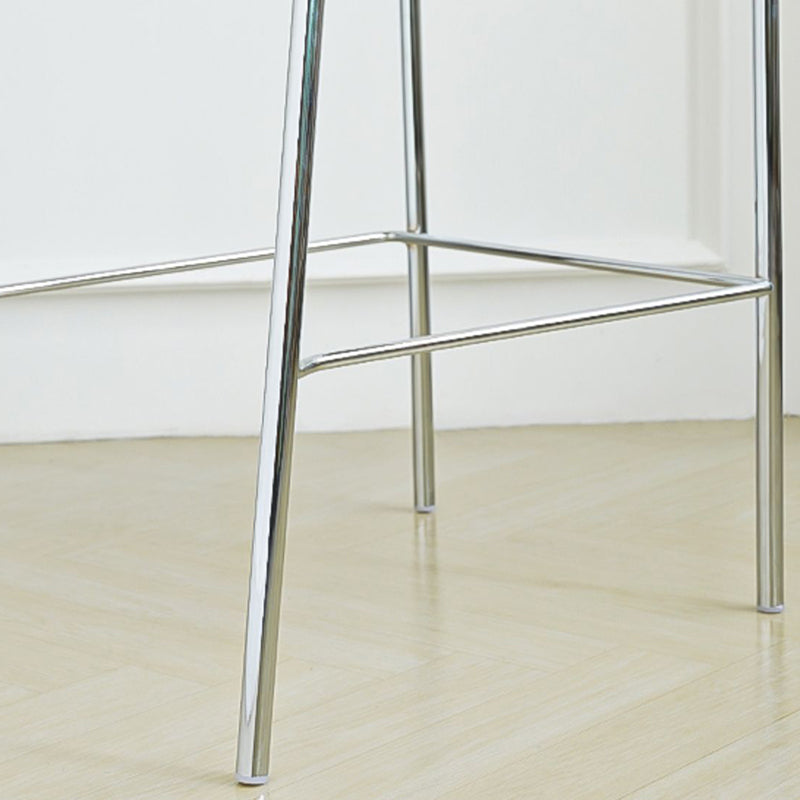 Modern Armless Backrest Counter Stool Iron Bar Stool with Wooden Seat and Pedal for Cafe