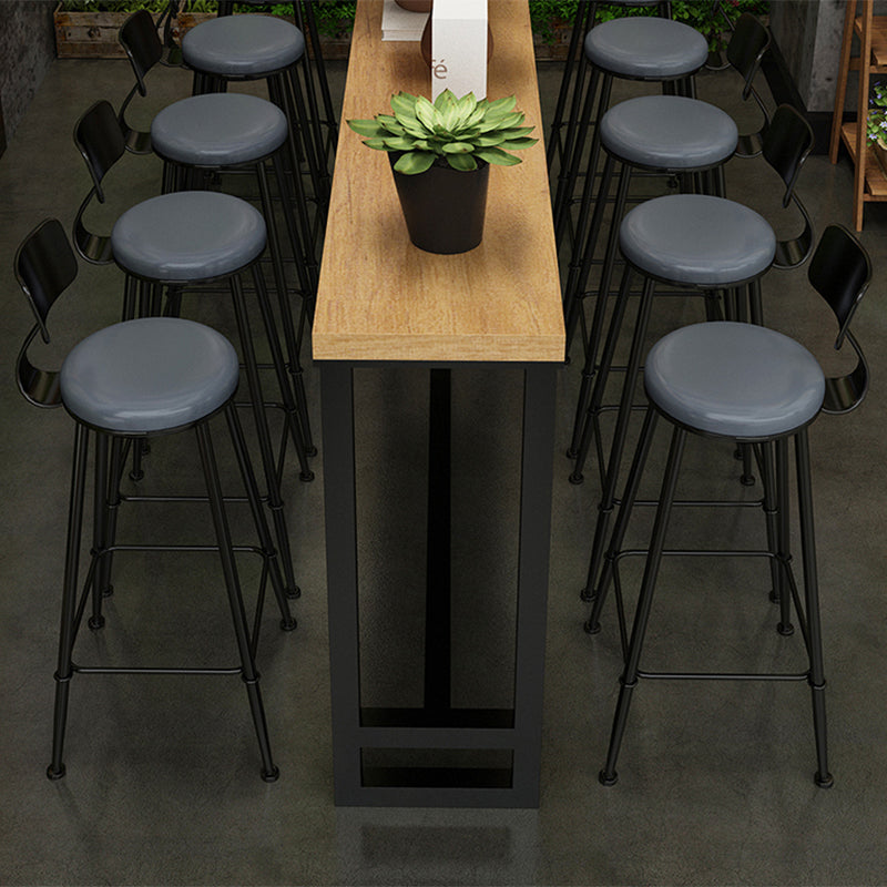 Industrial Bar Dining Table Rectangle Bar Solid Wood Table in Brown