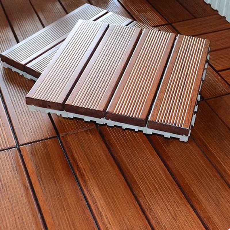 Modern Side Trim Piece Solid Wood Click-Locking Wood Tile Set for Patio Garden