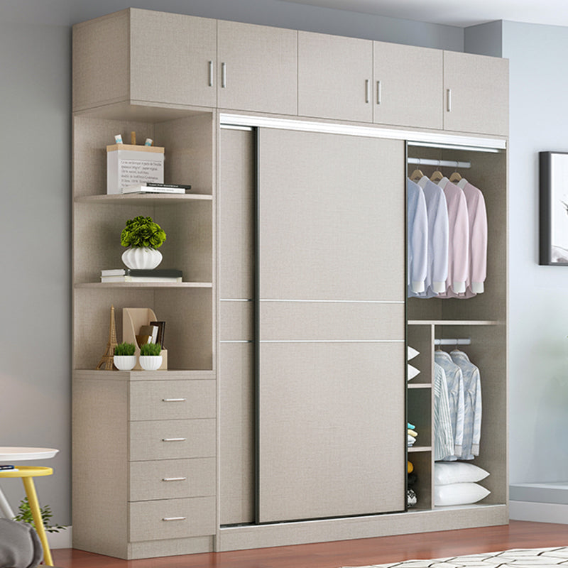 Modern Artificial Wood Wardrobe Freestanding Wardrobe with Sliding Doors for Living Room