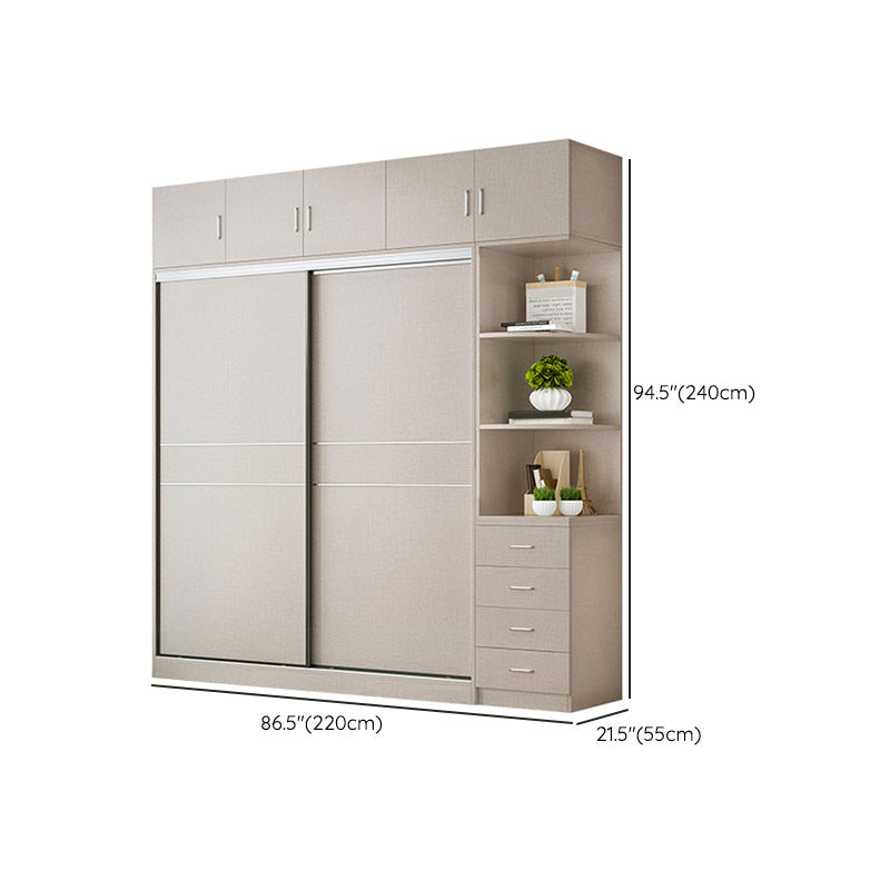 Modern Artificial Wood Wardrobe Freestanding Wardrobe with Sliding Doors for Living Room