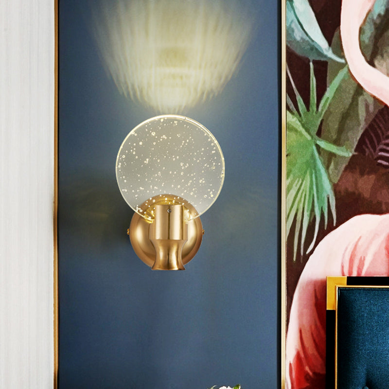 Cercoir de cercle moderne Murale Lumière Bulle Crystal Crystal LED CHAMBRE MUR MURD LAMPE EN GOLD, 5 "/ 6" de large