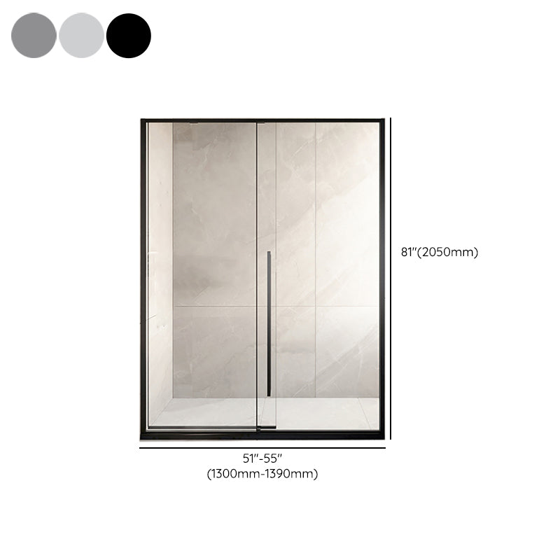 Silver Single Sliding Shower Bath Door Metal Semi-Frameless Shower Door