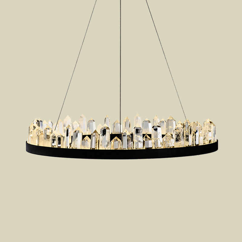 Crystal Ring Plafond Pendre Light Minimaliste LED Black suspendre la lampe de suspension pour le salon